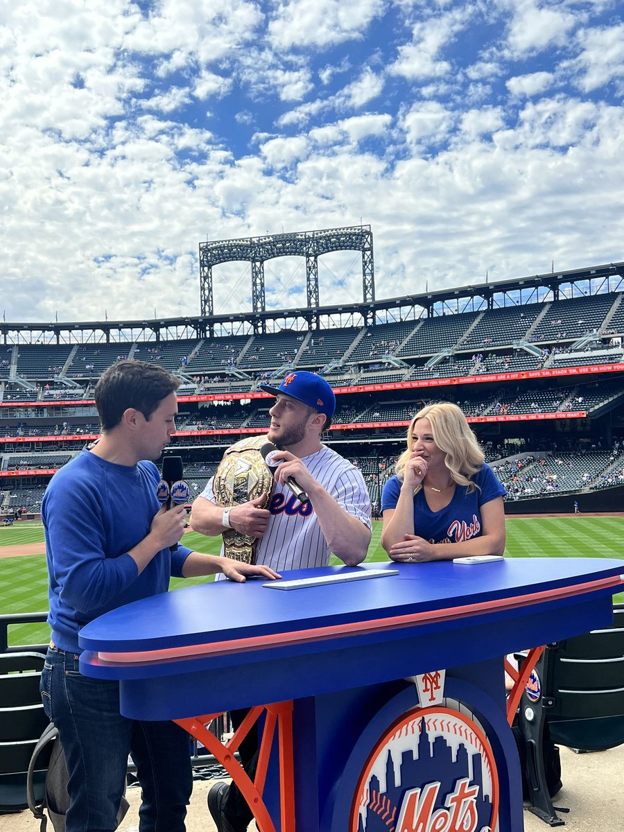 AEWpress's tweet photo. . @The_MJF hyping the @CitiField crowd up ahead of @Mets game today #BartoloColon #bigsexy #AEWGrandSlam https://t.co/WFUKsqHl1Q