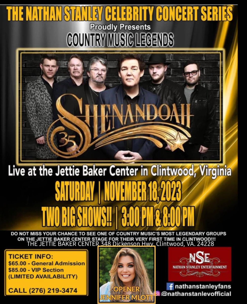 I am thrilled to announce that I’m opening for the Iconic Country Band, @Shenandoahband on November 18th in Clintwood, Virginia for two shows! Tickets on sale now! plan to attend if you're in the area! I'm so thankful for this opportunity. Thank you MC1 Nashville & Shenandoah!