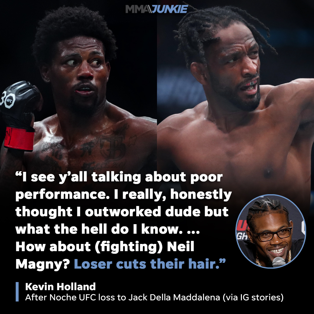 Kevin Holland proposes a hair vs. hair match with Neil Magny 💇✂️

#NocheUFC | More: tinyurl.com/HollandNeil