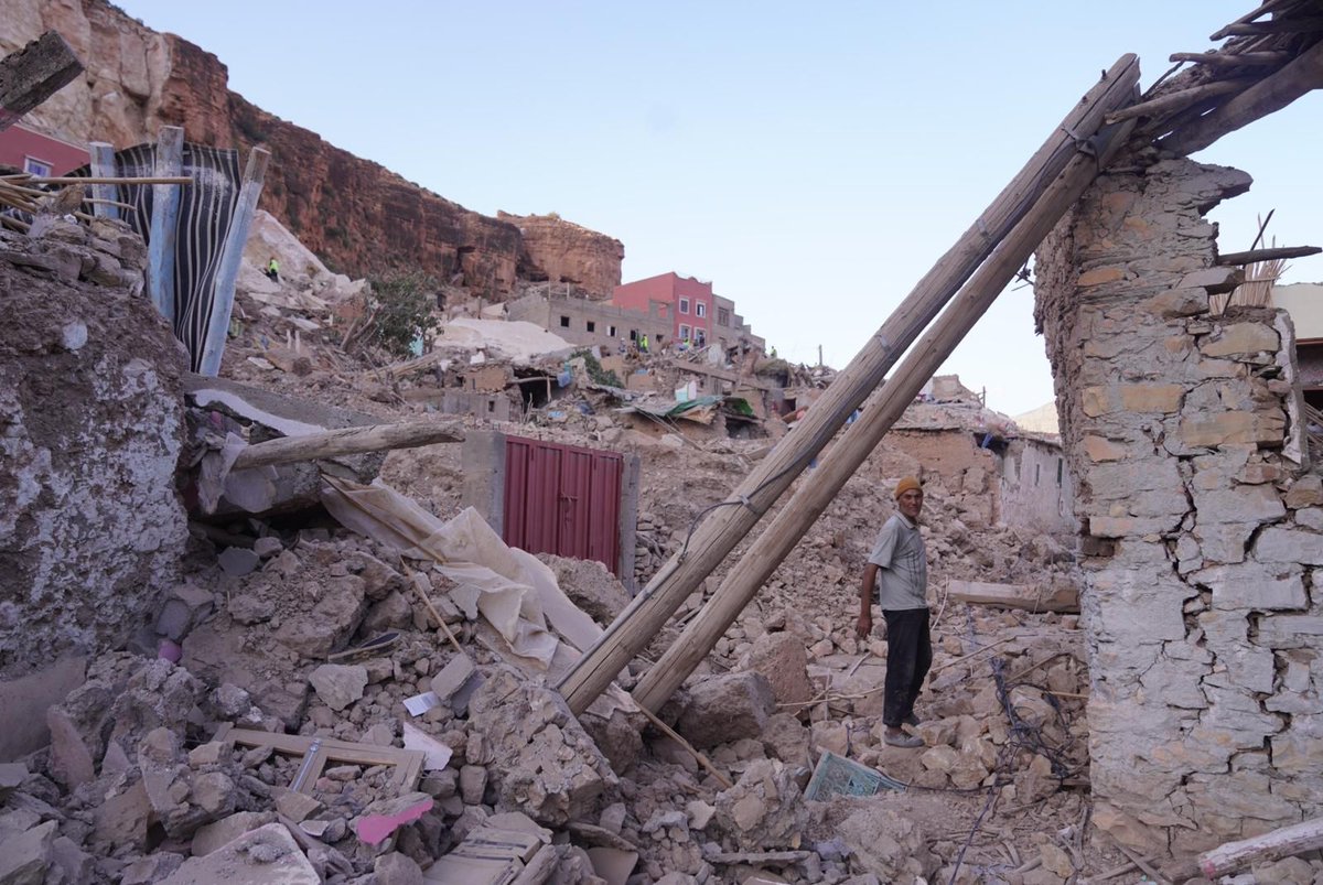 BBCLancashire's tweet photo. Morocco is still trying to recover from the earthquake a week ago, which claimed the lives of over three thousand people. On #Indus @TalatFAwan speaks to @KBenkhalil from @HumanAppeal, who is currently providing aid to devastated villages in the Atlas Mountains @BBCSounds 📻 https://t.co/ZFckcTSjwW