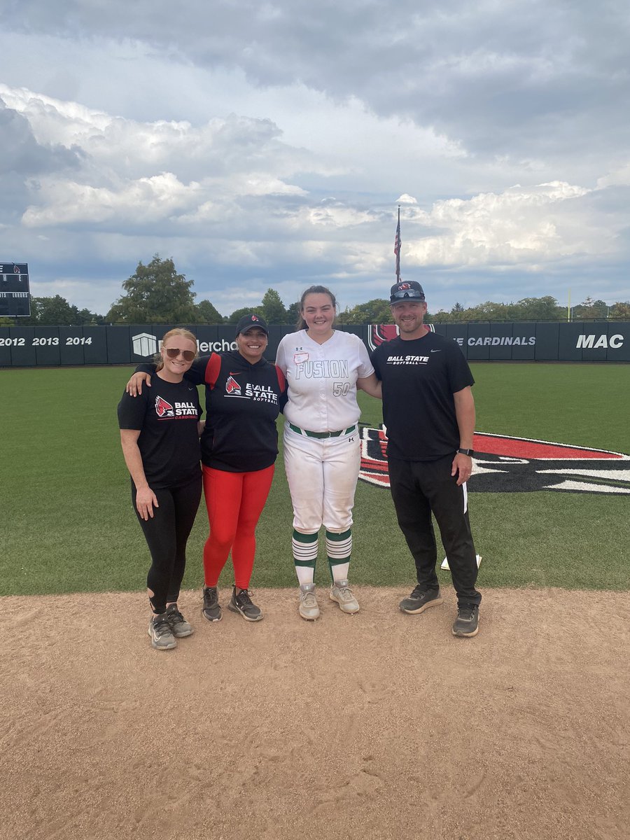 Had a great time at Ball State today! Thank you to @CoachPena_BSU and her players for putting on a great camp! Loved being on campus. @FusionSB_ @FusionSB_unruh @ryandgreenwood #fusionfamily #LLAP #girlsingreen