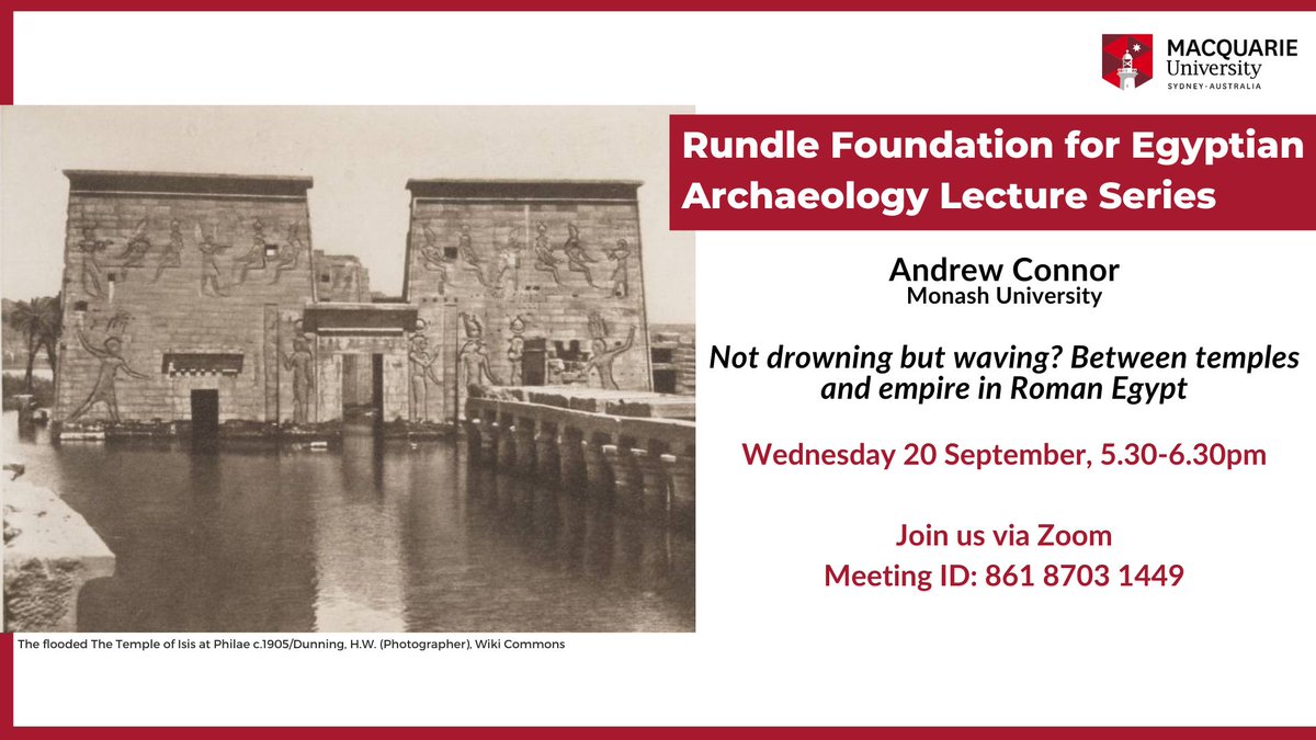 Interested in #Roman #Egypt? Join us this Wed at 5.30 AEST for a zoom lecture by Dr Andrew Connor @DrAndrewConnor from Monash University

No need to register, here is the link macquarie.zoom.us/j/86187031449