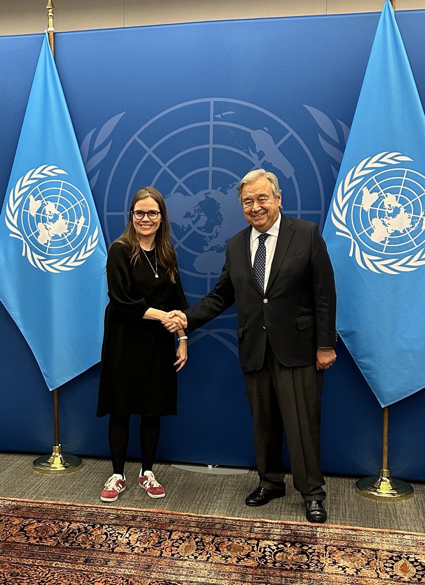 Katrín Jakobsdóttir (@katrinjak) on Twitter photo Admire SG <a href="/antonioguterres/">António Guterres</a>’s relentless efforts to push for more climate action and more ambition to fulfill the 2030 Agenda and a better world. Discussed the role the Wellbeing Economy can play for the future & the fact that gender equality is a precondition for many other SDG‘s Admire SG <a href="/antonioguterres/">António Guterres</a>’s relentless efforts to push for more climate action and more ambition to fulfill the 2030 Agenda and a better world. Discussed the role the Wellbeing Economy can play for the future & the fact that gender equality is a precondition for many other SDG‘s