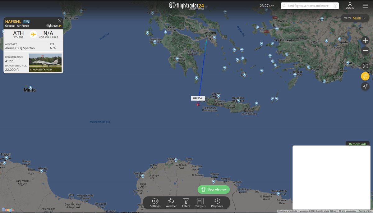 Hellenic Air Force Alenia C27J Spartan from Elefsis AB to Libya...