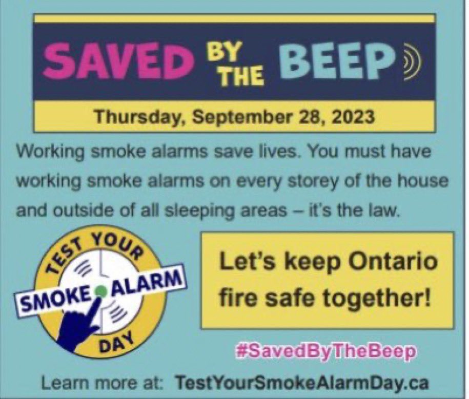 Members of the Mulmur Melancthon Fire Department will out in the communities of Honeywood and Terra Nova tomorrow night handing out door hangers promoting “Test your smoke alarm” day on September 28. 
Please welcome our members #savedbythe beep. #OFM #fmpsc