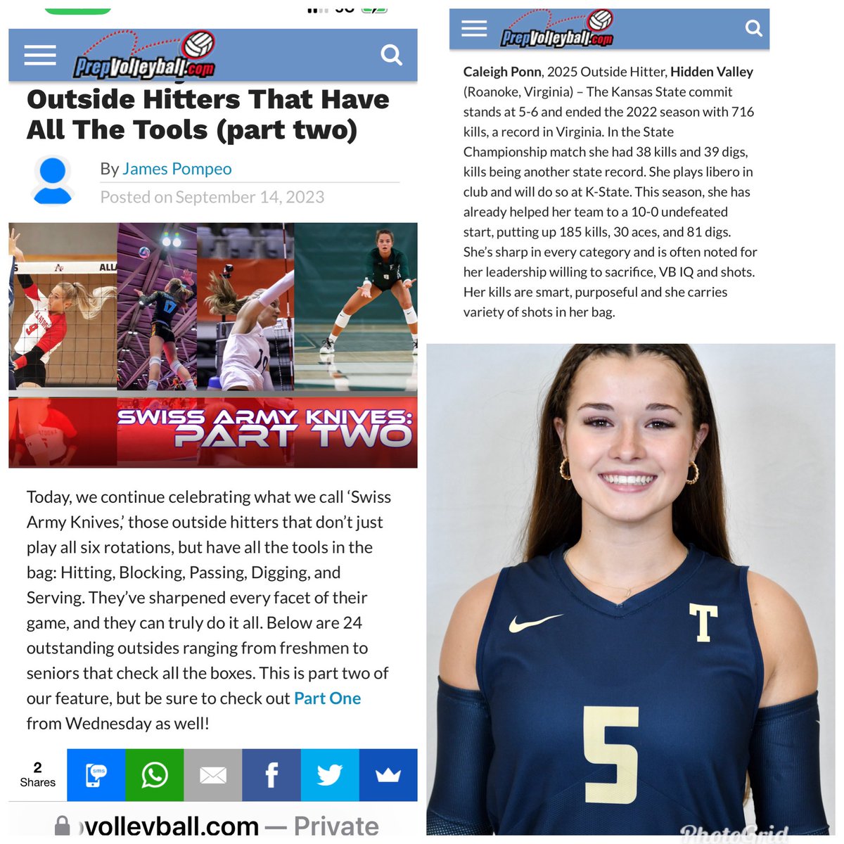 Caleigh Ponn, @caleigh.05, Kansas State 🏐#1 L/ DS tweet media