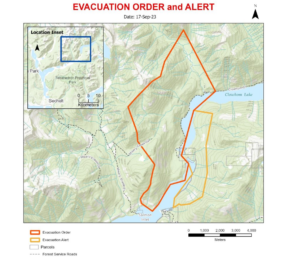 The evacuation order for the Clowhom Lake area in Electoral Area B in the Sunshine Coast Regional District has been expanded.

A total of ten properties are now on Evacuation Order due to the Clowhom Lake wildfire. 

scrd.ca/news/evacuatio…
