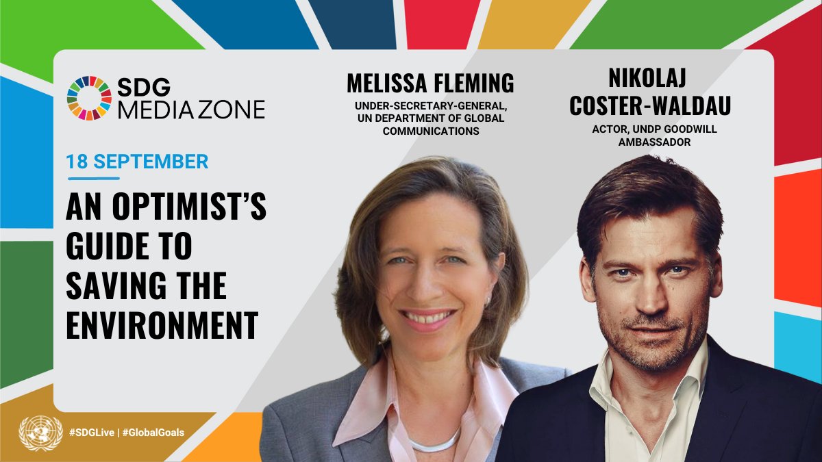 📣 Join our Goodwill Ambassador @nikolajcw and the @UN's @MelissaFleming at the @SDGMediaZone for an #SDGLive conversation on how people and communities are addressing #ClimateChange through innovative solutions.

📅 18 September
🕙 10:30am EST
📺 bit.ly/SDGzone

#UNGA