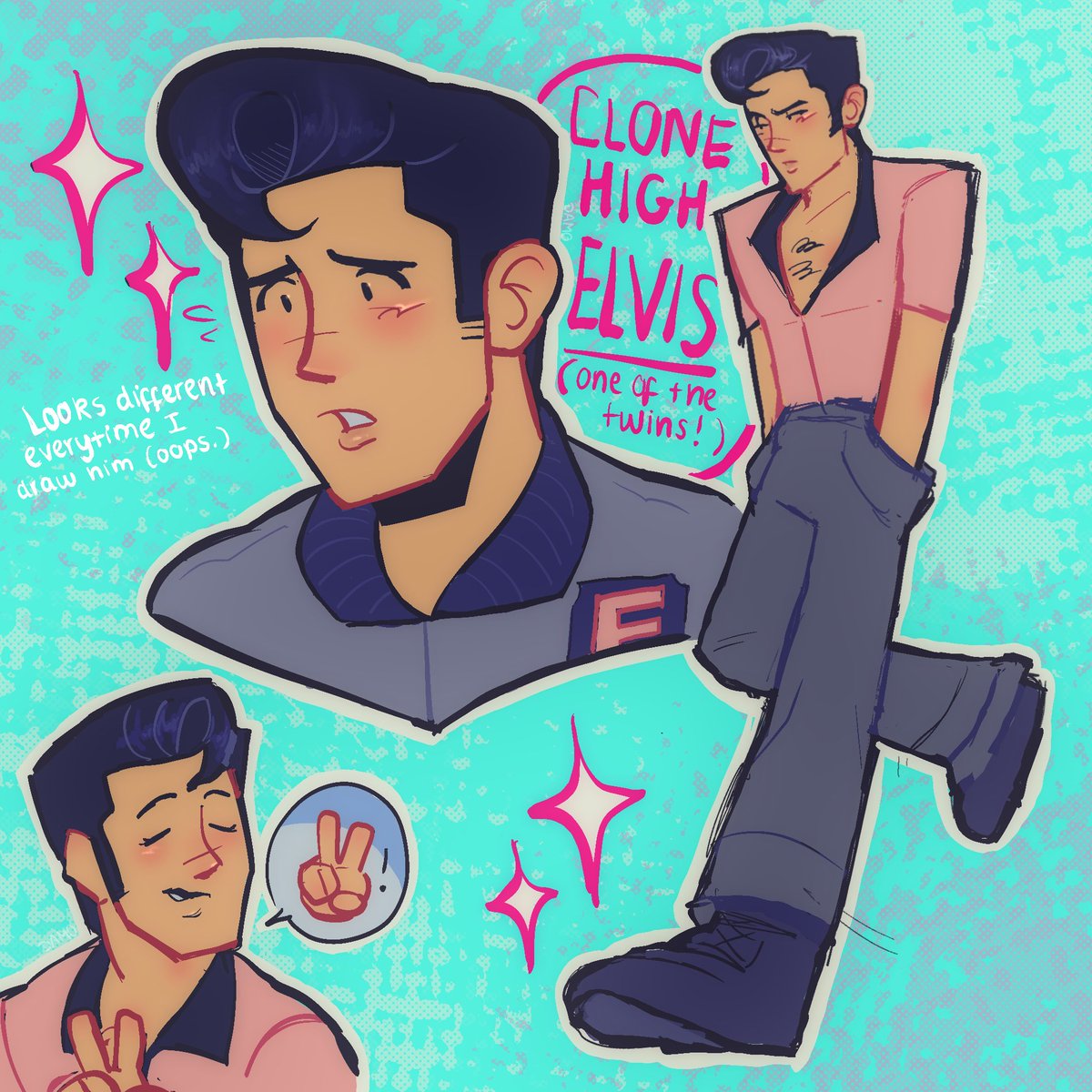 AGENT_ELVIS's tweet photo. more #clonehigh elvis!! I have so much unnecessary “lore” for the elvis twins it’s insane 💀 #clonehighfanart #elvispresley https://t.co/eoioLvChUq