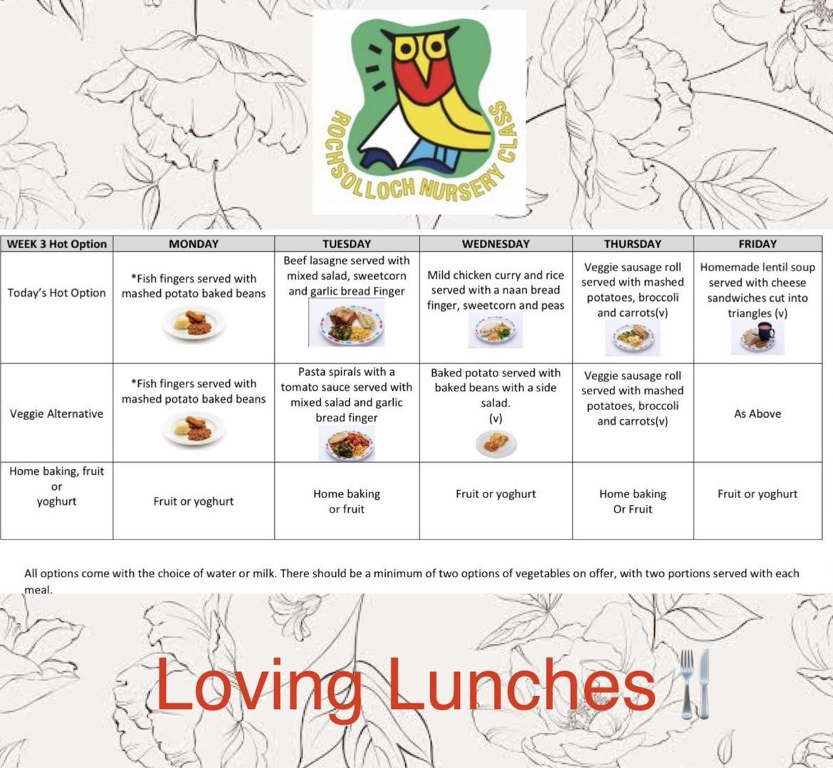 Menu for week beginning 18/9 🍽️