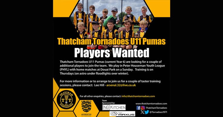 Our U11 Pumas team (Year 6) are looking for a couple of additional players to join the team
🖤💛🌪️⚽
thatchamtornadoes.com/news/players-w…
