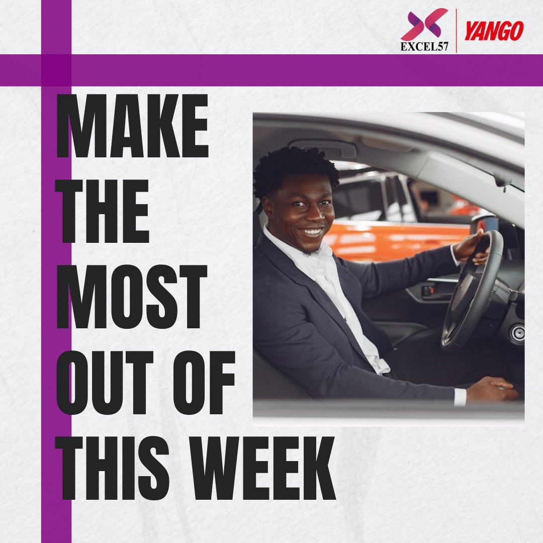 Excel57Limited's tweet photo. Make this week count with Yango &amp; Excel. Take advantage of peak hours to earn more!
. 
.
.
 #yangocomfort #yango #transport #travel #yangoghana #ghana #yangolife #gh #style #fitness #transportation #everything_transport https://t.co/mPTW5jvaNH