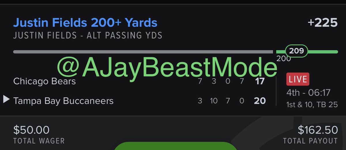 AjayBeastmode's tweet image. Cash it💰🏈‼️ I didn’t post🤦🏽‍♂️ Sorry!

#Nflplayerprop #gamblingtwitter #justinfields