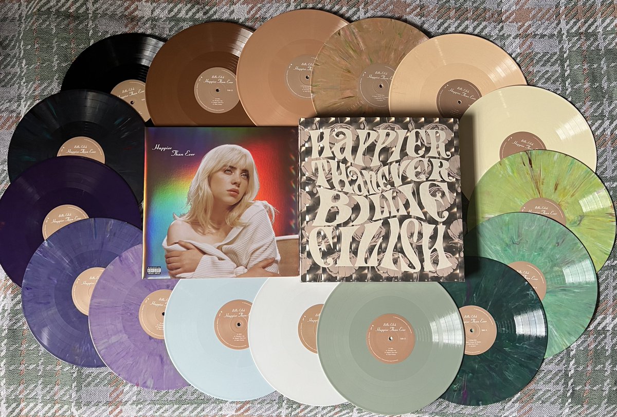 to celebrate the end of the #HappierThanEver era, my happier than ever vinyl variant collection: an updated thread 🪡
