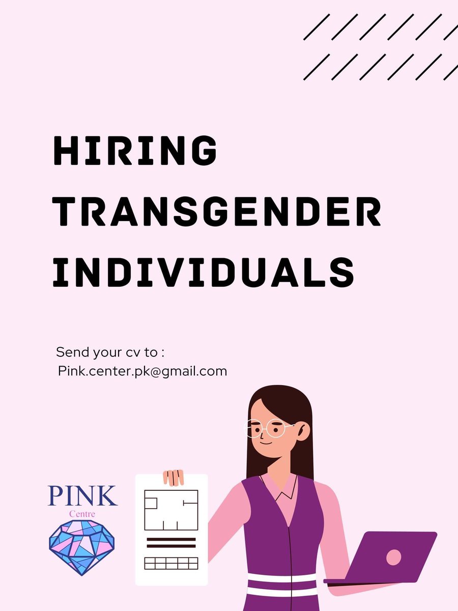 PINK Center π³οΈββ§οΈ (@centerpink) on Twitter photo π Join An Inclusive Team π
A Textile Mill is hiring transgenders for
1οΈβ£ Supervisor
2οΈβ£ Incharge
3οΈβ£ Machine Operator
4οΈβ£ Assistant Manager
5οΈβ£ Helpers
6οΈβ£ Movers
Interested transgender candidates from Karachi, Please send your cv to Pink.center.pk@gmail.com π Join An Inclusive Team π
A Textile Mill is hiring transgenders for
1οΈβ£ Supervisor
2οΈβ£ Incharge
3οΈβ£ Machine Operator
4οΈβ£ Assistant Manager
5οΈβ£ Helpers
6οΈβ£ Movers
Interested transgender candidates from Karachi, Please send your cv to Pink.center.pk@gmail.com