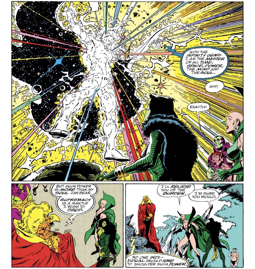 chelsdaniel280's tweet photo. “Supremacy is a mantle I wish to shed.” 
(Warlock and the Infinity Watch #2 - Jim Starlin, Angel Medina, Terry Austin, Ian Laughlin, and Jack Morelli)
#AdamWarlock #InfinityGems
#InfinityGauntlet #InfinityWatch
#Marvel #MarvelComics https://t.co/20lQ5pX3vW