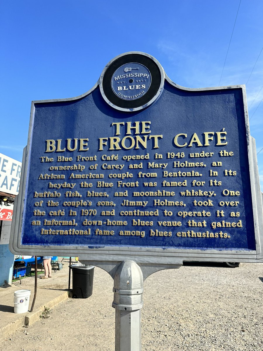 rodrocconi's tweet photo. Great Saturday with @ctrocconi celebrating the 75th Anniversary of the Blue Front Cafe, the oldest continuously run juke joint in Mississippi. Opened in 1948 by Carey & Mary Holmes in Bentonia, MS.  Jimmy “duck” Holmes, their son & Grammy nominated blues musician took over in 1970 and continues to operate this wonderful place today. Part of the Mississippi Blues Trail, it sends you back in time as if your sitting on the front porch strumming a guitar.  Jimmy is as kind as they come and spent hours talking with guests, signing autographs (including my poster) & played a set as well. Happy anniversary & Here’s to 75 more. #mississippiBLUES