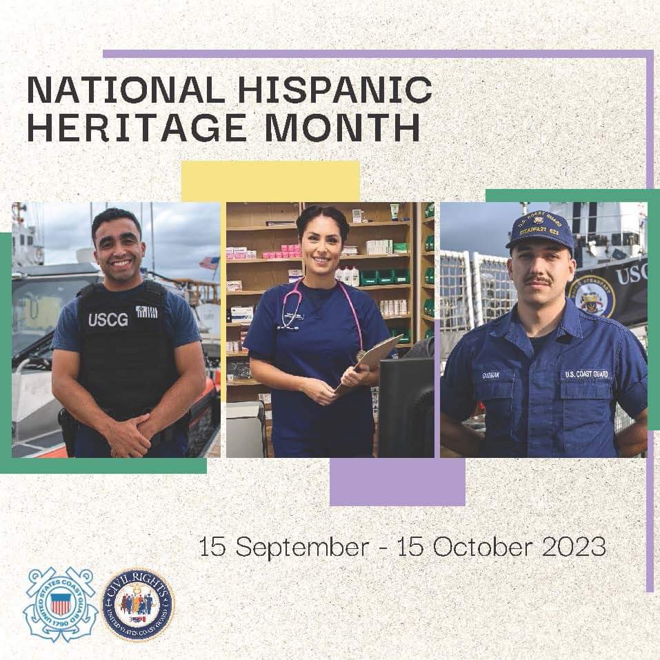 The Ninth Coast Guard District celebrates Hispanic Heritage Month from Sept. 15th to Oct. 15th, recognizing the contributions and accomplishments of Hispanic Americans on the #GreatLakes and throughout the @USCG and @USCGAux

#CoastGuard #HispanicHeritageMonth https://t.co/p7BFR6dOkp