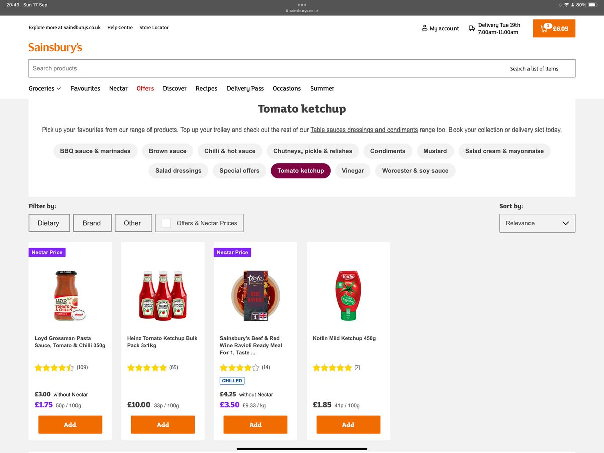spcurtis81's tweet photo. Is this the future of ordering online with @sainsburys now? I can have £10 of Heinz Ketchup or not at all? https://t.co/lSsJpZKAQX