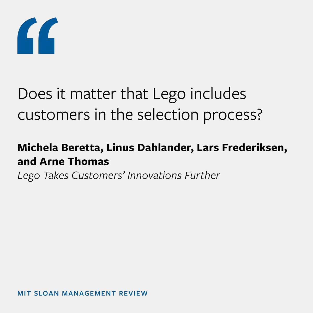 Explore how #Lego takes customers’ innovations further.
▶️ mitsmr.com/3Zi9Z71