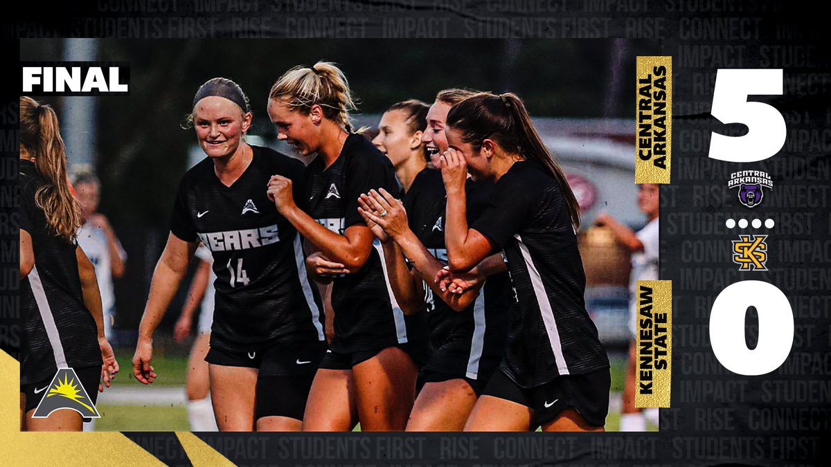 ASUNSports's tweet photo. FINAL ⚽️

@UCAWomensSoccer gets the shutout and defeats Kennesaw State 5️⃣-0️⃣ in Sunday #ASUNWSOC action! 👏💯 

🔗 | https://t.co/wn0NWGKJaP

#ASUNBuilt | @ASUN_Soccer | #BearClawsUp https://t.co/9bDE6S2Clg