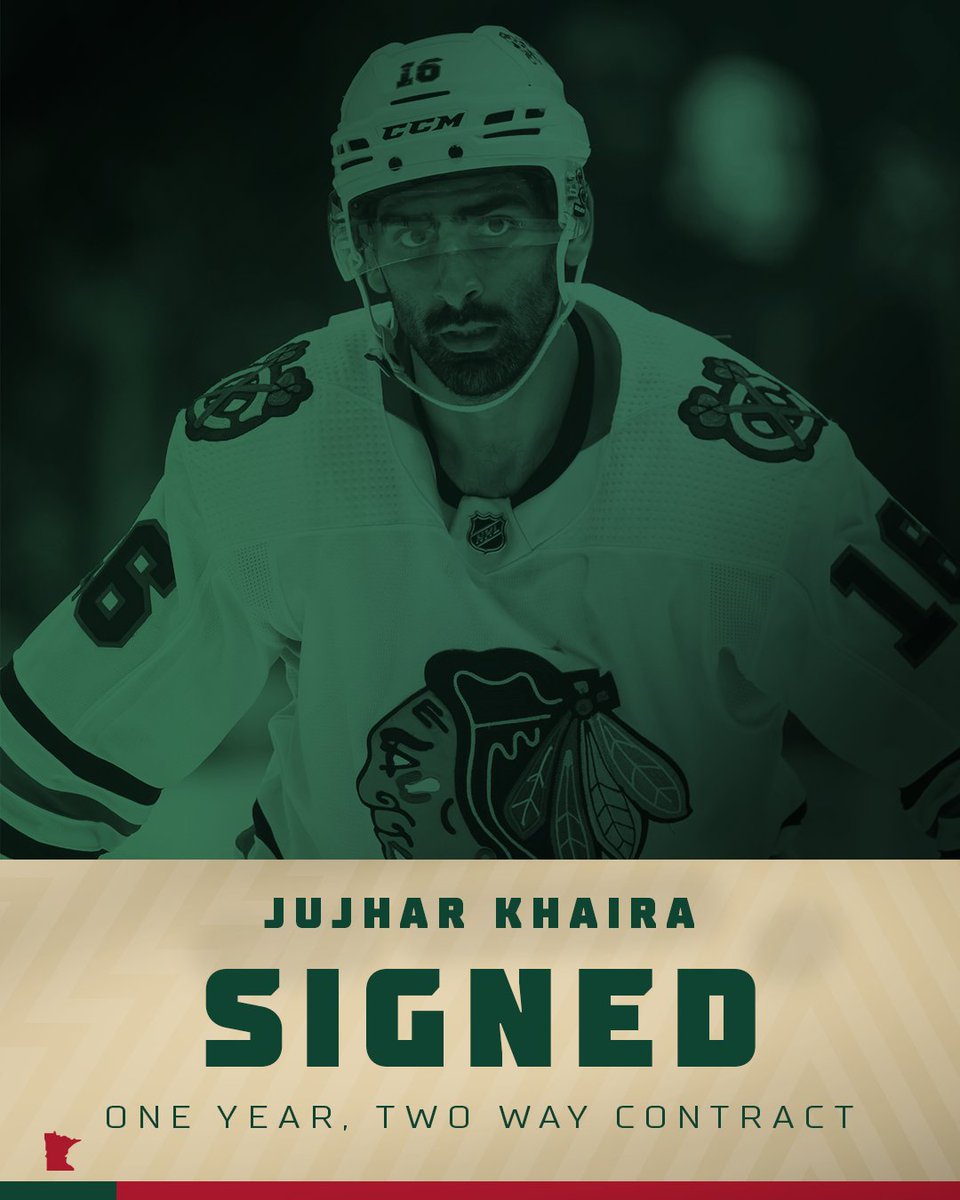 #mnwild news: We've signed forward Jujhar Khaira to a one-year, two-way contract! Welcome to the #StateOfHockey! 👏 Full details » bit.ly/3rfUVu4