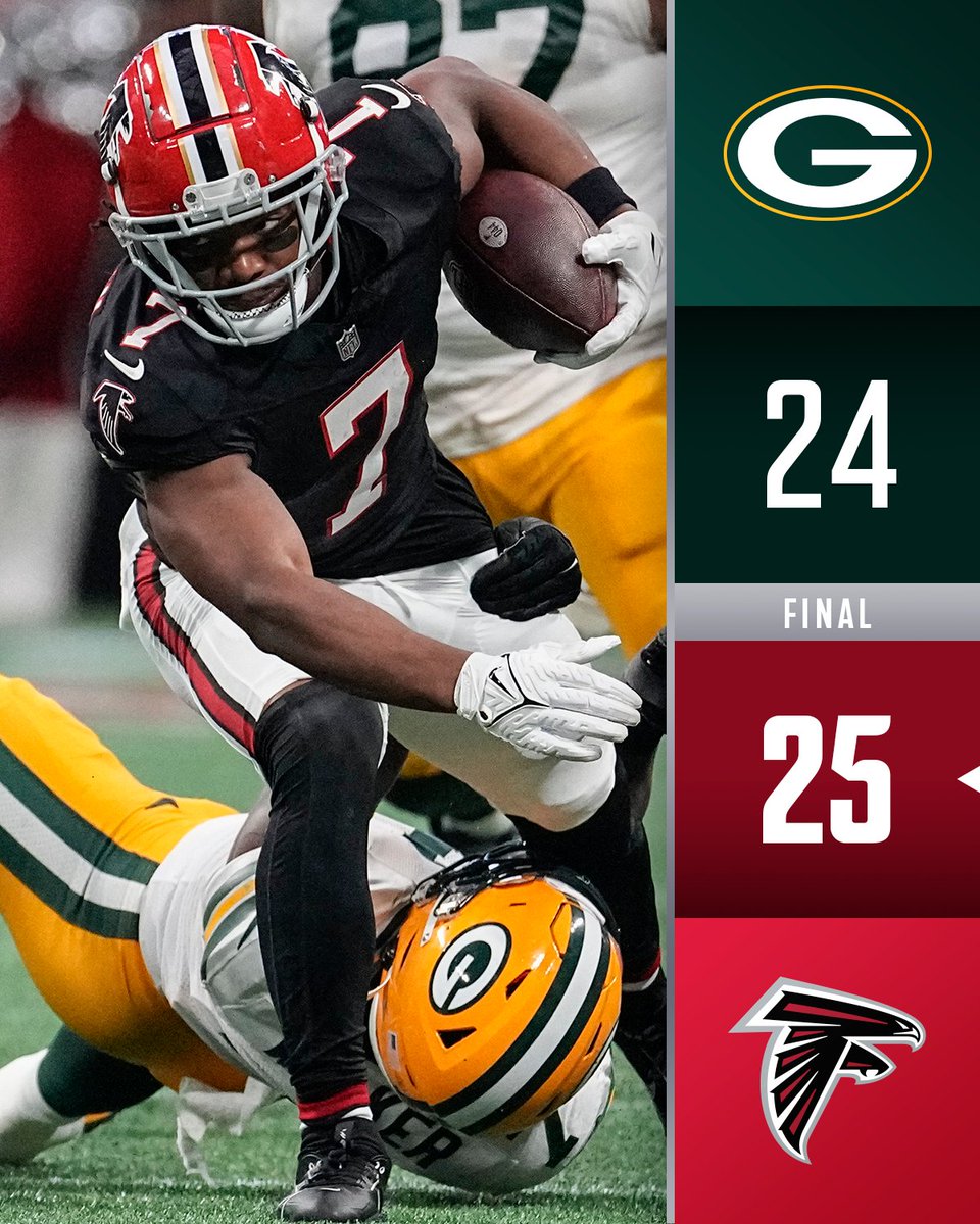 NFL's tweet photo. FINAL: The @AtlantaFalcons sneak out their second straight win. #GBvsATL https://t.co/p6aHbUCgbH