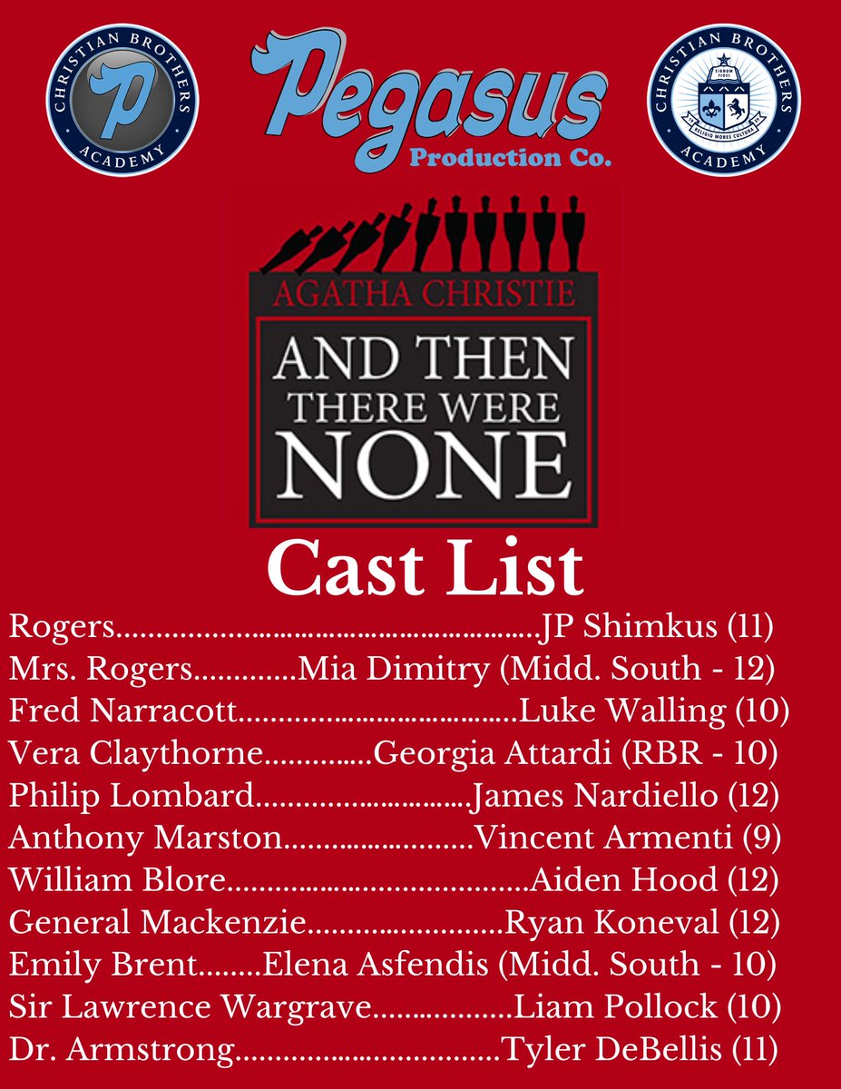 After amazing auditions and callbacks, along with careful decision making, we are thrilled announce our cast list! Tomorrow is our read through and we cannot wait to piece together an amazing production for you all!