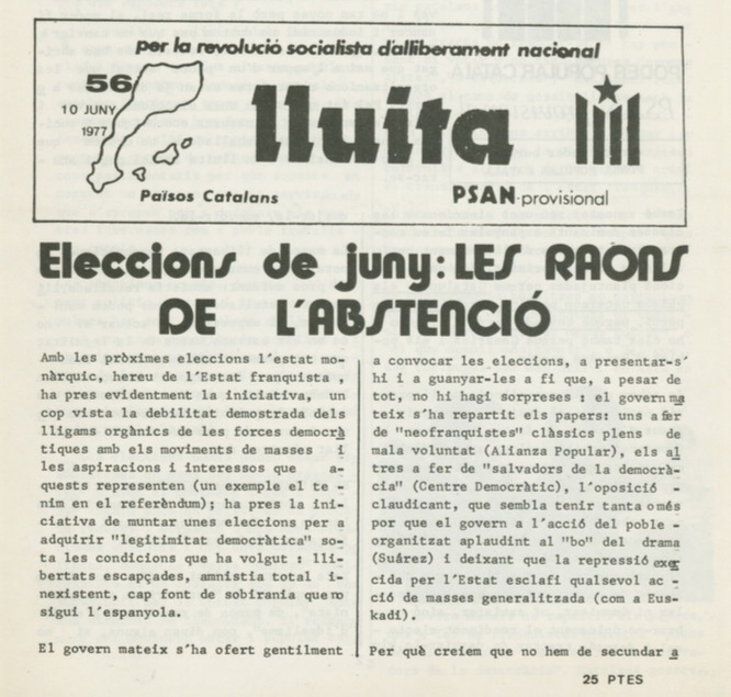 Llibertatcat's tweet photo. #ElfilRoig
"Les raons de l'abstenció". Revista "Lluita" del PSAN-p, 1977. https://t.co/l7d6ZTwG8X