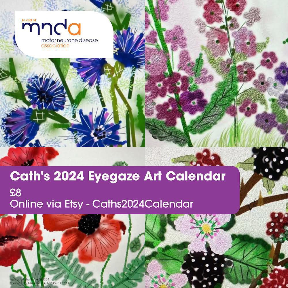 Cath’s 2024 #Eyegaze Calendar for #MND - a method of creating artwork using only your eyes. Each image takes Cath around 8 hours to make which is why each calendar costs £8 👁️ 📆 Preorder yours now: etsy.com/uk/shop/Caths2…