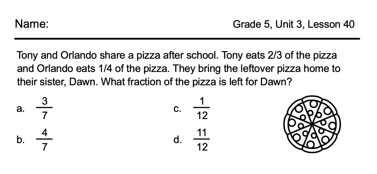 Just wrote this word problem for our 5th grade lesson on adding fractions with unlike denominators that are not multiples. I share it because it makes me laugh. Definitely have to be old to think it's funny.