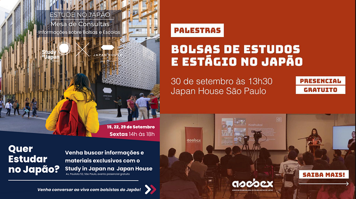 abjica's tweet photo. Oportunidade: 15, 22, 29 e 30 setembro 2023. Bolsa de Estudos no Japão. Saiba mais: https://t.co/OC8ZfLEMS3 https://t.co/YB7XX3P3lA