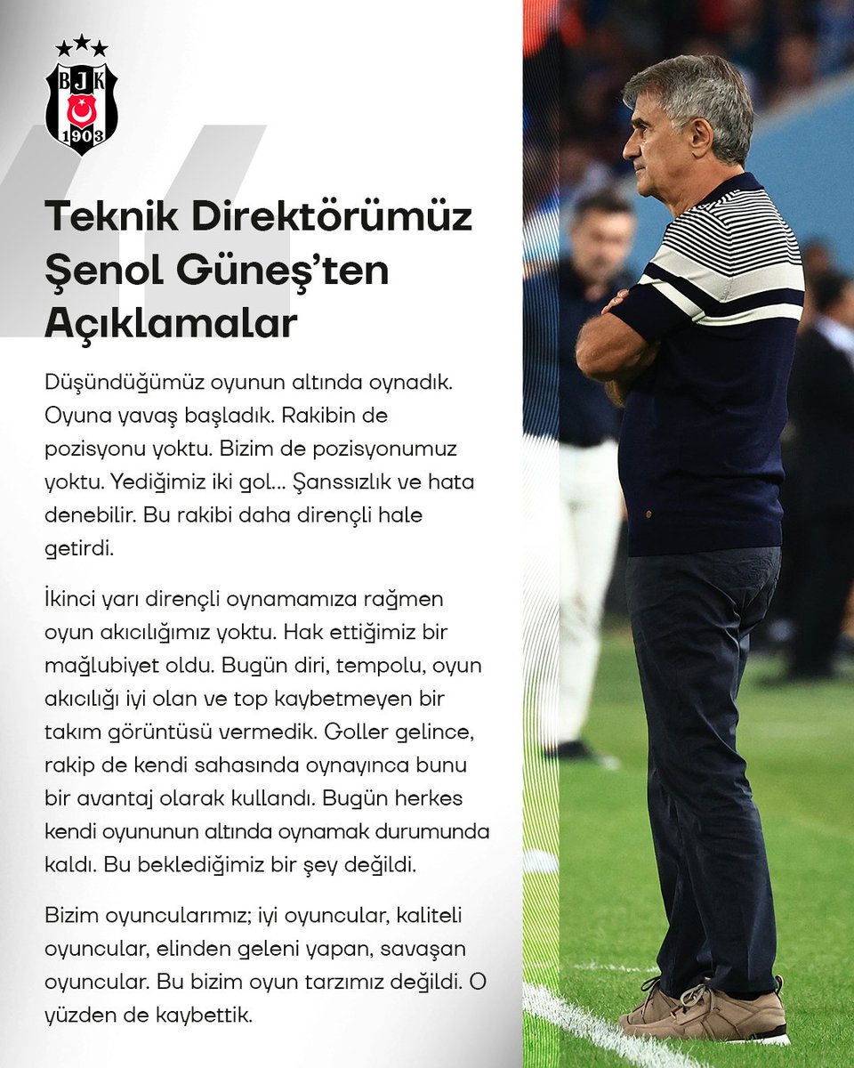 Teknik Direktörümüz Şenol Güneş, Trabzonspor maçı sonrası açıklamalarda bulundu. 🔗 bjk.com.tr/tr/haber/86998