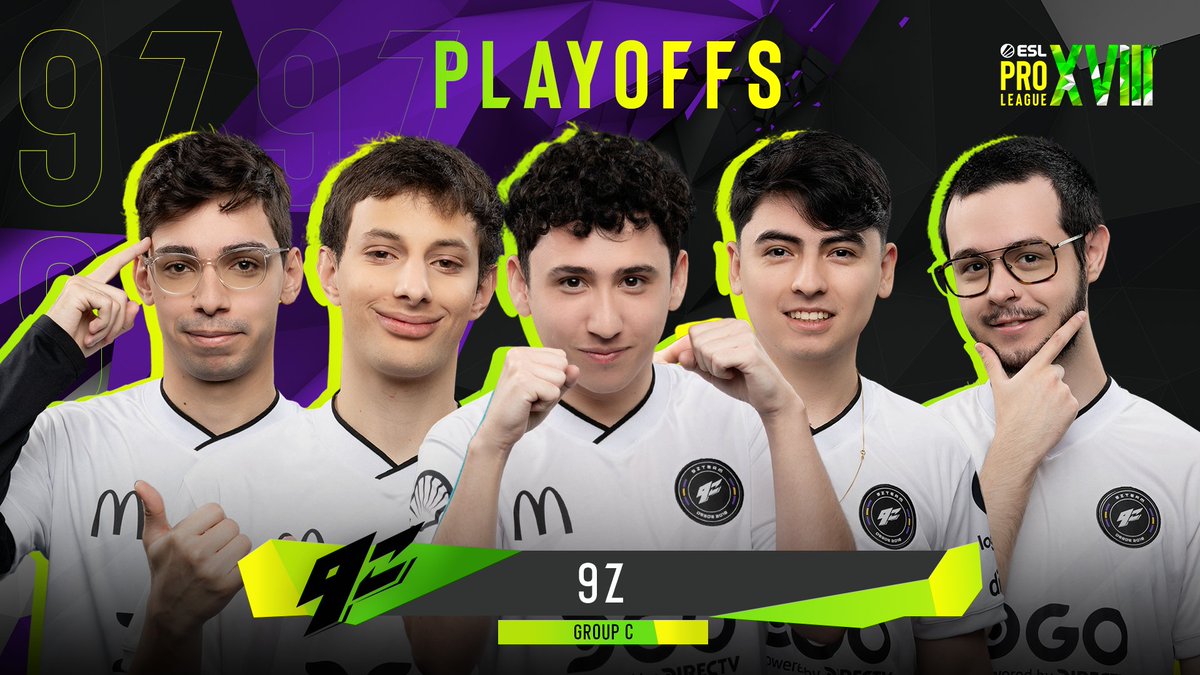 ESLCS's tweet photo. .@9zTeam ARE GOING TO THE #ESLProLeague SEASON 18 PLAYOFFS! 🥳🥳 https://t.co/RYQOFa3E73
