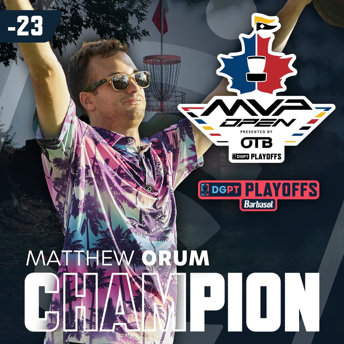 DiscGolfProTour's tweet photo. From the chase card!!! Matt Orum is your 2023 @MVPDiscSports Open presented by @OTBdiscs Champion 🏆 https://t.co/4uegLsuvK8