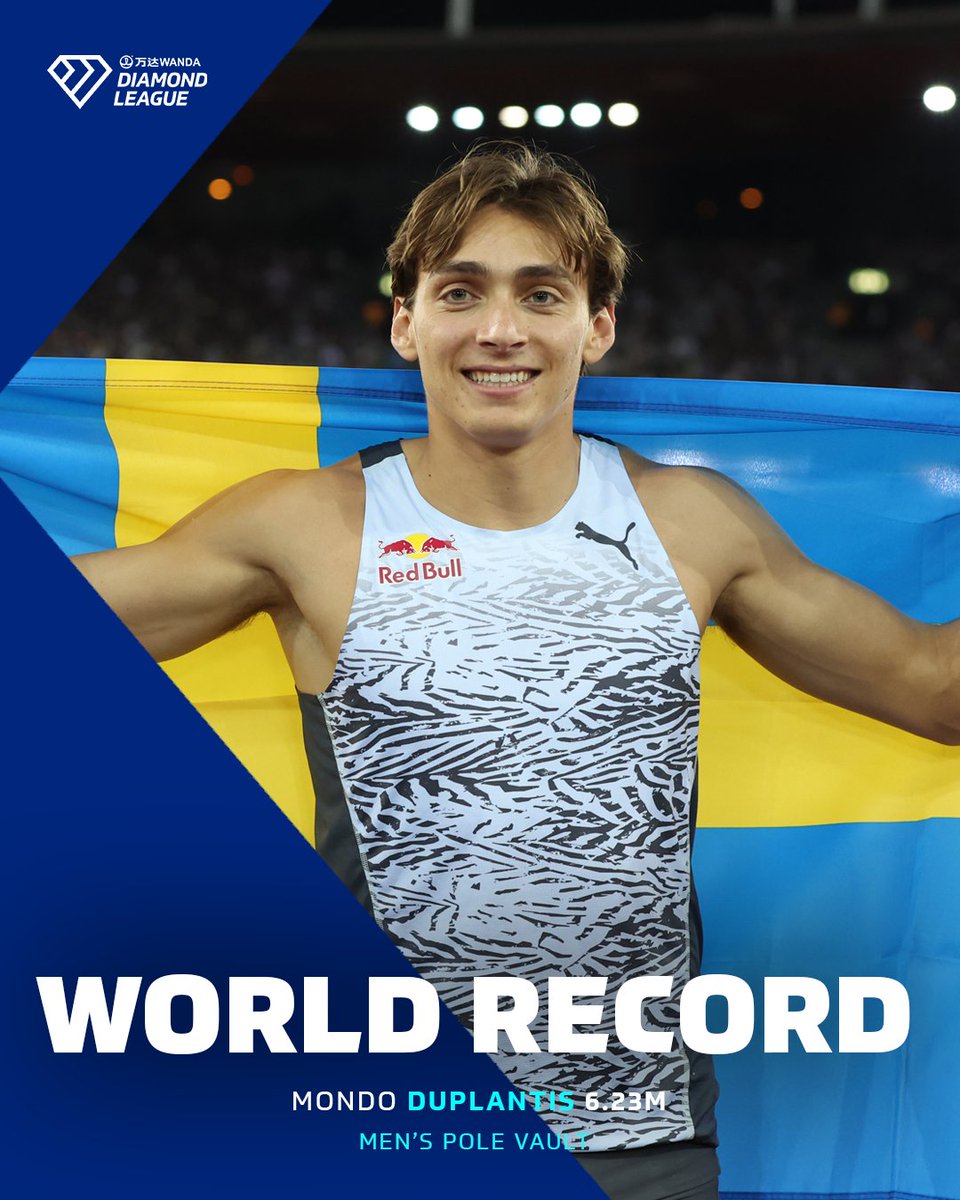 World Athletics (@worldathletics) on Twitter photo WORLD RECORD ๐ค
<a href="/mondohoss600/">Mondo Duplantis</a> breaks his own pole vault world record, clearing 6.23m to win the #DiamondLeague title. WORLD RECORD ๐ค
<a href="/mondohoss600/">Mondo Duplantis</a> breaks his own pole vault world record, clearing 6.23m to win the #DiamondLeague title.