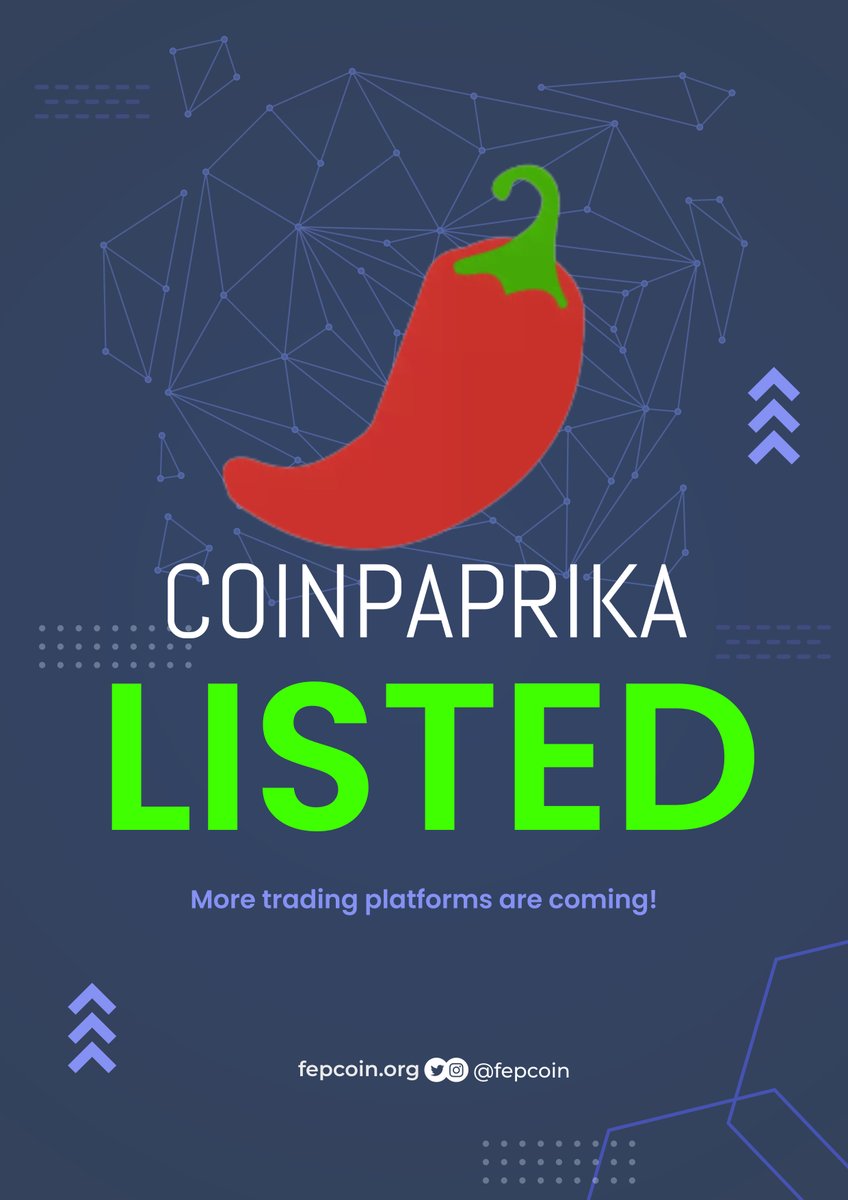 Celebrating a major milestone! 🥳 FEPCOIN has officially been listed on Coinpaprika! 🚀 But that's not all – more platform listings are on the horizon in the days to come. Stay tuned as we continue to expand our reach! 🌐💼 #FEPCOIN #CryptoListing #Blockchain #ExcitingTimes