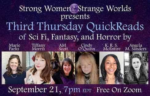 I can't wait for this #Free #LiveReading featuring <a href="/strangeworlds2/">Strong Women, Strange Worlds</a>, <a href="/author_PCorrell/">Patricia Correll</a>, <a href="/COQuinnWrites/">Cindy O’Quinn</a>, <a href="/AM_ScottWrites/">AM Scott - Author</a>, <a href="/tiffmorris/">Tiffany Morris</a>, <a href="/keshiaiswrite/">Keshia McEntire</a>
Attend  from anywhere (via Zoom).  #womenauthors #nonbinaryauthors  #sciencefictionbooks #fantasybooks

tinyurl.com/m5n37k5n