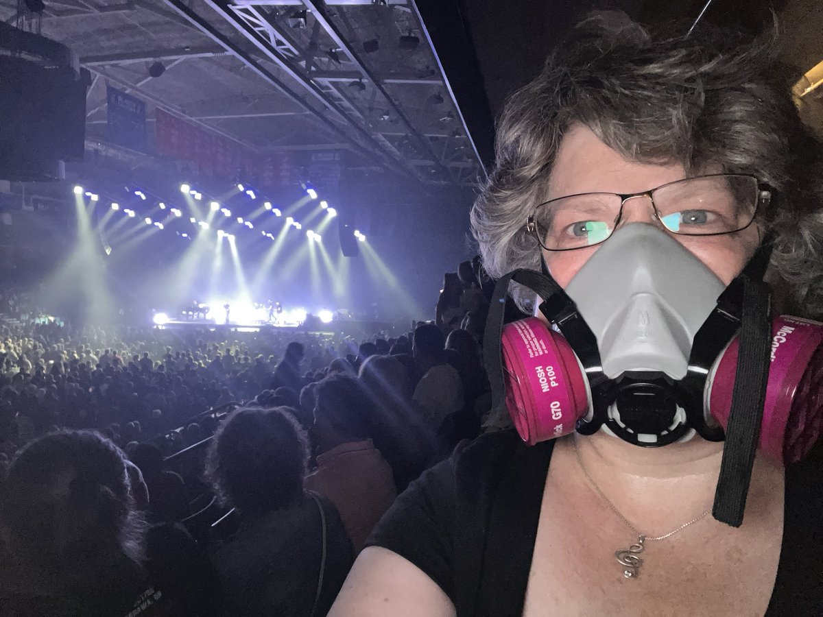 carriemae68's tweet photo. @KateCulliton This was me at the sold out indoor @bryanadams  concert on Tuesday night I. #Kamloops. No one even gave me a second look - stylin’ in my P100. Considering adding bedazzling for the @taylorswift13 concert movie in mid October. #MyNewNormal. #COVID19. #MasksSaveLives https://t.co/V0pbY6i0tH