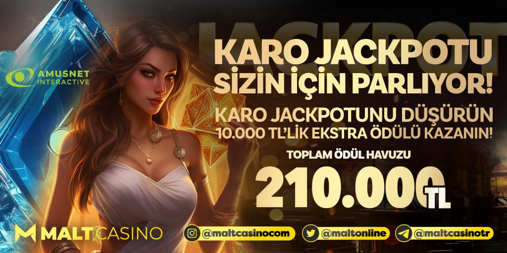 ⭐️ Maltcasino Karo Jackpot'u Sizin için Parlıyor! ⭐️ 🎉 Siz de bu heyecan dolu oyunu oynayarak 10.000 TL'lik ekstra ödülü kazanma şansını yakalayabilirsiniz. 💰Toplam ödül havuzu | 210.000 TL ✈️Karo Jackpot'u düşürmek için Hemen Oynayın t2m.io/malttw ✅