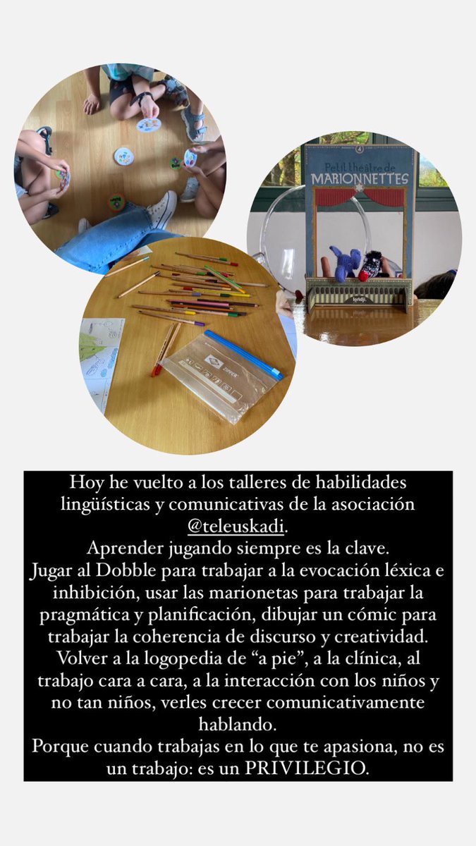 logopedanoemifd's tweet photo. Volvemos a los talleres de habilidades lingüísticas y comunicativas de @tel_euskadi https://t.co/S4YeP49vRs