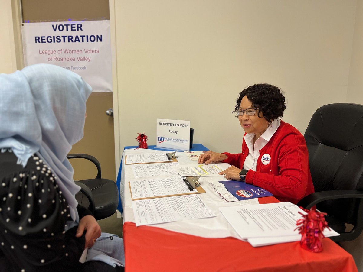 We set up a voter registration table at the Municipal Building in Roanoke for the Immigration Citizenship ceremony. Welcome new citizens, new voters!