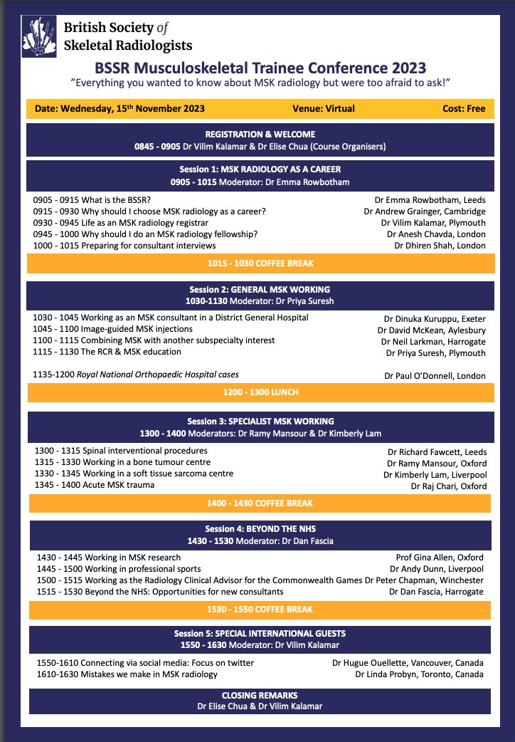 🚨 BIG ANNOUNCEMENT!🚨
We are excited to announce the 2023 BSSR MSK Trainee  Virtual Conference
When: Wednesday, November 15th

We have a SPECTACULAR line-up of speakers, including international collaboration!
✅This event will be FREE

Registration opening next week
<a href="/BSSR_Site/">BSSR</a>