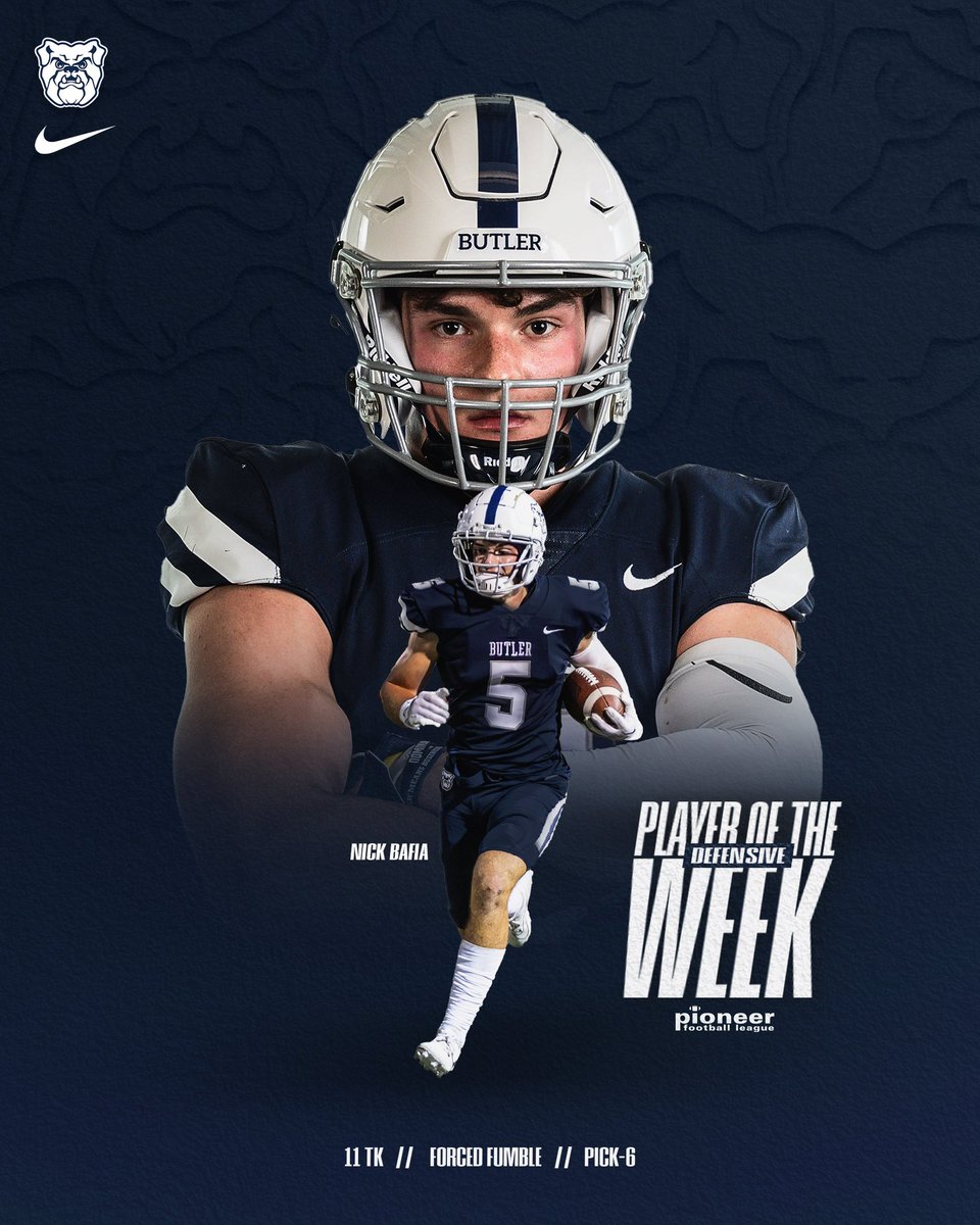 🚨 @PFLNews 𝗗𝗲𝗳𝗲𝗻𝘀𝗶𝘃𝗲 𝗣𝗹𝗮𝘆𝗲𝗿 𝗼𝗳 𝘁𝗵𝗲 𝗪𝗲𝗲𝗸 🚨 

<a href="/nickbafia5/">Nick Bafia</a> 

66-yard pick-six 
11 tackles
1.5 TFL 
1 forced fumble
