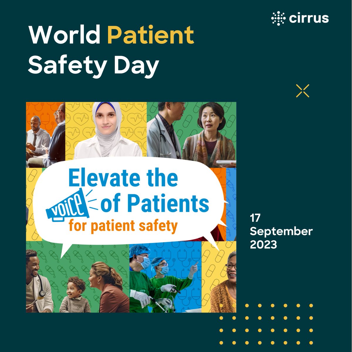 get_cirrus's tweet photo. Today, we celebrate #WorldPatientSafetyDay2023, where the vital role that patients, families, and caregivers play in healthcare safety is recognized.
 
Participate! ➡️ https://t.co/mktRuKHav7

#PatienSafety #WHO #healthcare #Patient https://t.co/Ss4zzW06Yu