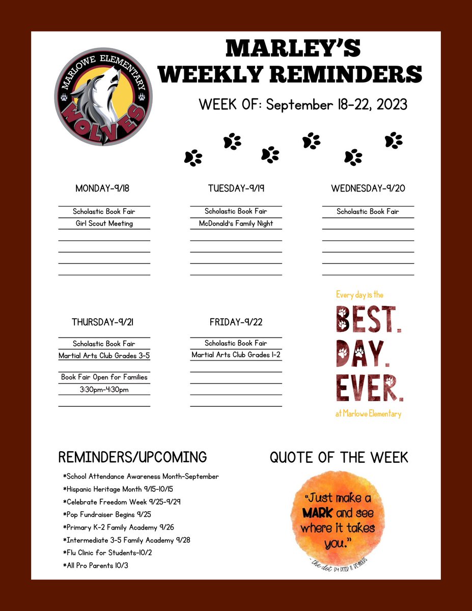 A Peek-at-our-Week <a href="/MarloweElem/">Marlowe Elementary</a> <a href="/pascoschools/">Pasco County Schools</a>