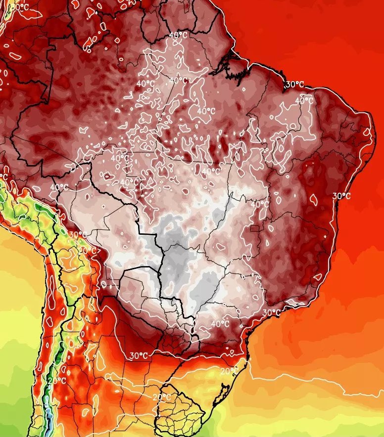 🚨ATENÇÃO: Brasil terá onda de calor com máximas entre 40°C e 45°C nos próximos dias.

Todas as regiões do país serão atingidas e com marcas históricas. Calor será tão extremo que será perigoso e oferecerá risco à saúde e à vida.

A massa de ar quente vai afetar com força e