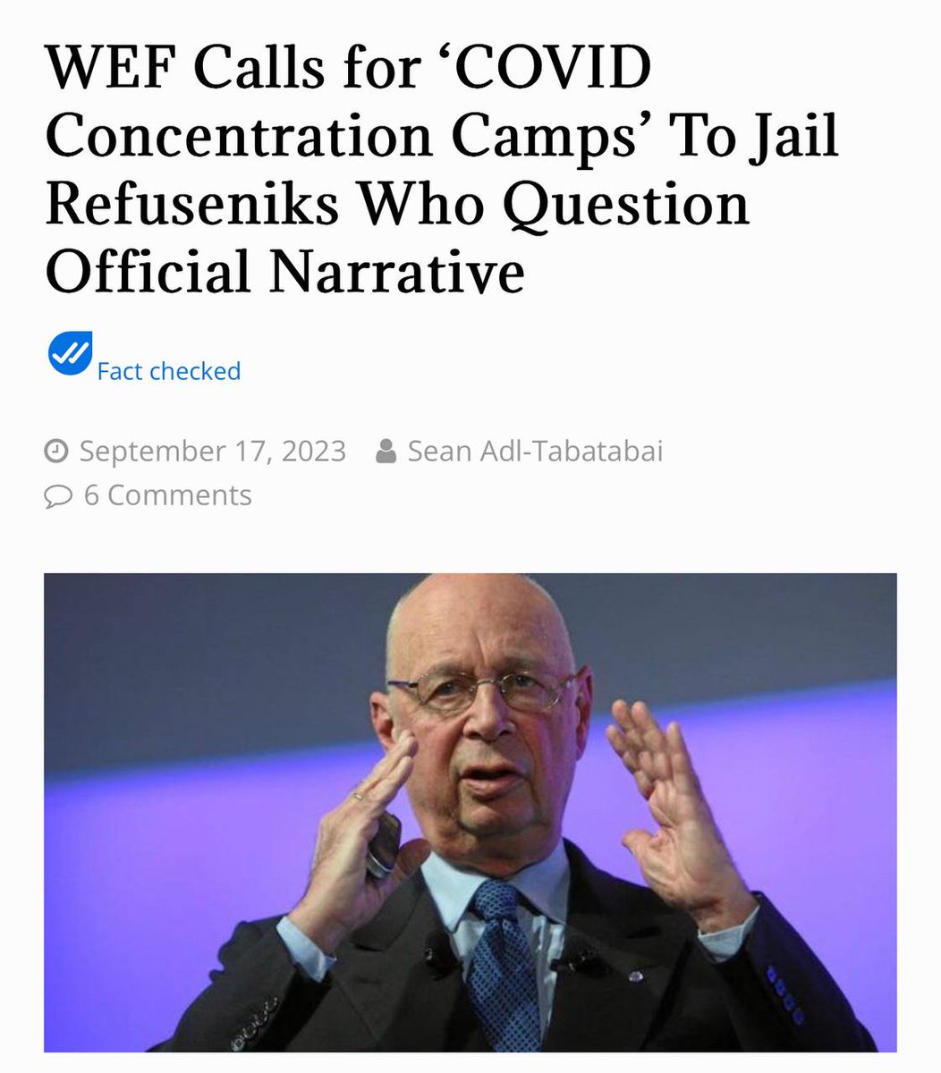 AntonioTweets2's tweet photo. The World Economic Forum (WEF) has urged governments to build COVID concentration camps worldwide to jail citizens who refuse to go along with the official narrative.

This is a declaration of war!

https://t.co/H6CXOCxxSZ https://t.co/vr4TcUxBgr