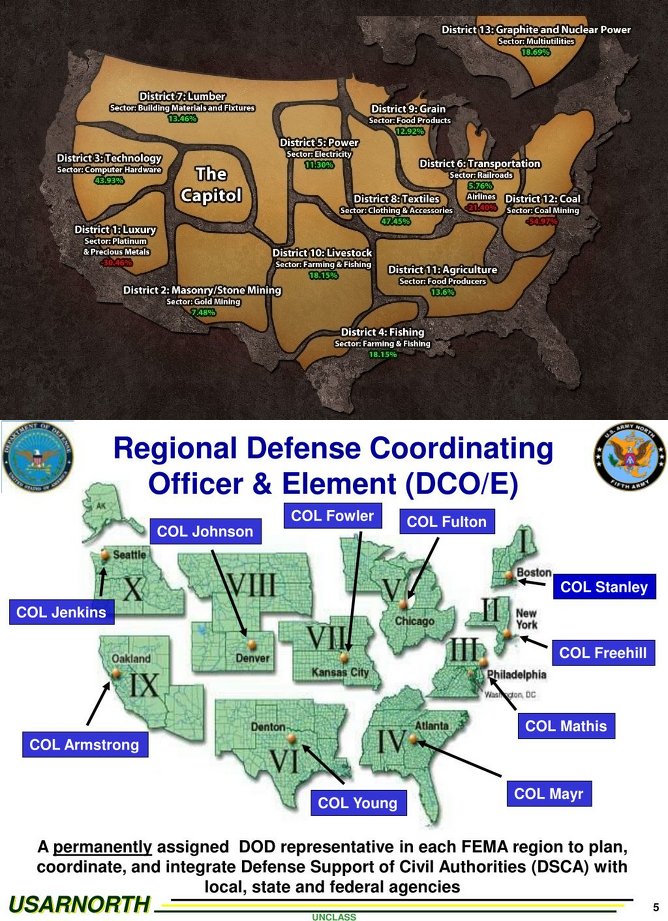 FEMA REGIONS 10 MAP VS HUNGER GAMES DISTRICTS MAP

Predictive programming and The Revelation Of The Method

#FEMACamps
