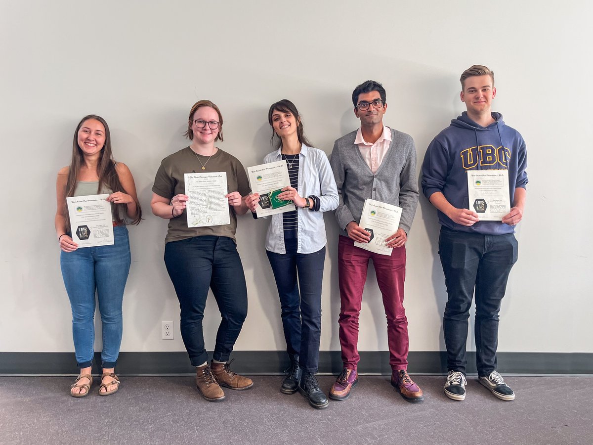 Entomol. Soc. BC (@entsocbc) on Twitter photo The ESBC congratulates all the student award winners at #ESBC2023, including (left to right) Charlotte Pinard, <a href="/cegooding/">Claire Gooding</a>, <a href="/sammeraj4/">sanam meradj</a>, <a href="/Saif_Nayani/">Saif Nayani</a>, Jacob McPherson and Karina Torres (not pictured). The ESBC congratulates all the student award winners at #ESBC2023, including (left to right) Charlotte Pinard, <a href="/cegooding/">Claire Gooding</a>, <a href="/sammeraj4/">sanam meradj</a>, <a href="/Saif_Nayani/">Saif Nayani</a>, Jacob McPherson and Karina Torres (not pictured).